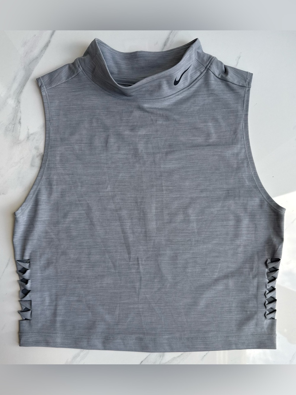 Nike Pro Women's Dri-FIT Cropped Mock-Neck Lattice-Weave Tank Top Size M